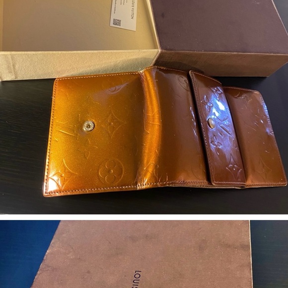 LOUIS VUITTON MONOGRAM VERNIS ELISE COPPER brown leather wallet M91170 LV H6662 - Picture 5 of 8